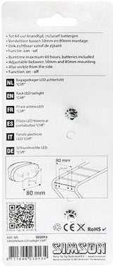 Simson Batterij bagagedrager achterlicht cliff 1 led on of