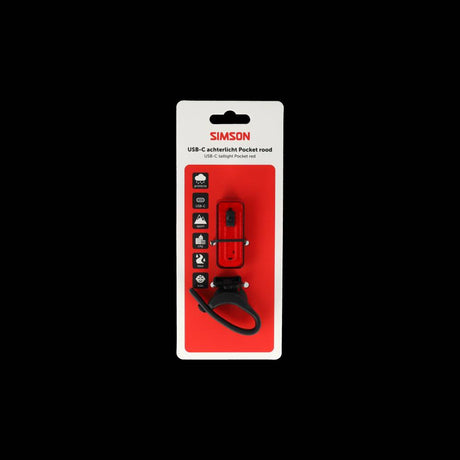 Simson koplamp pocket usb-c rood