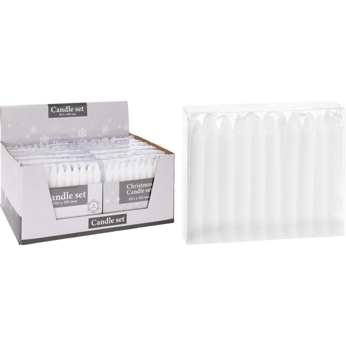 Home styling kerstboomkaarsjes 20-delig 10,5cm wit