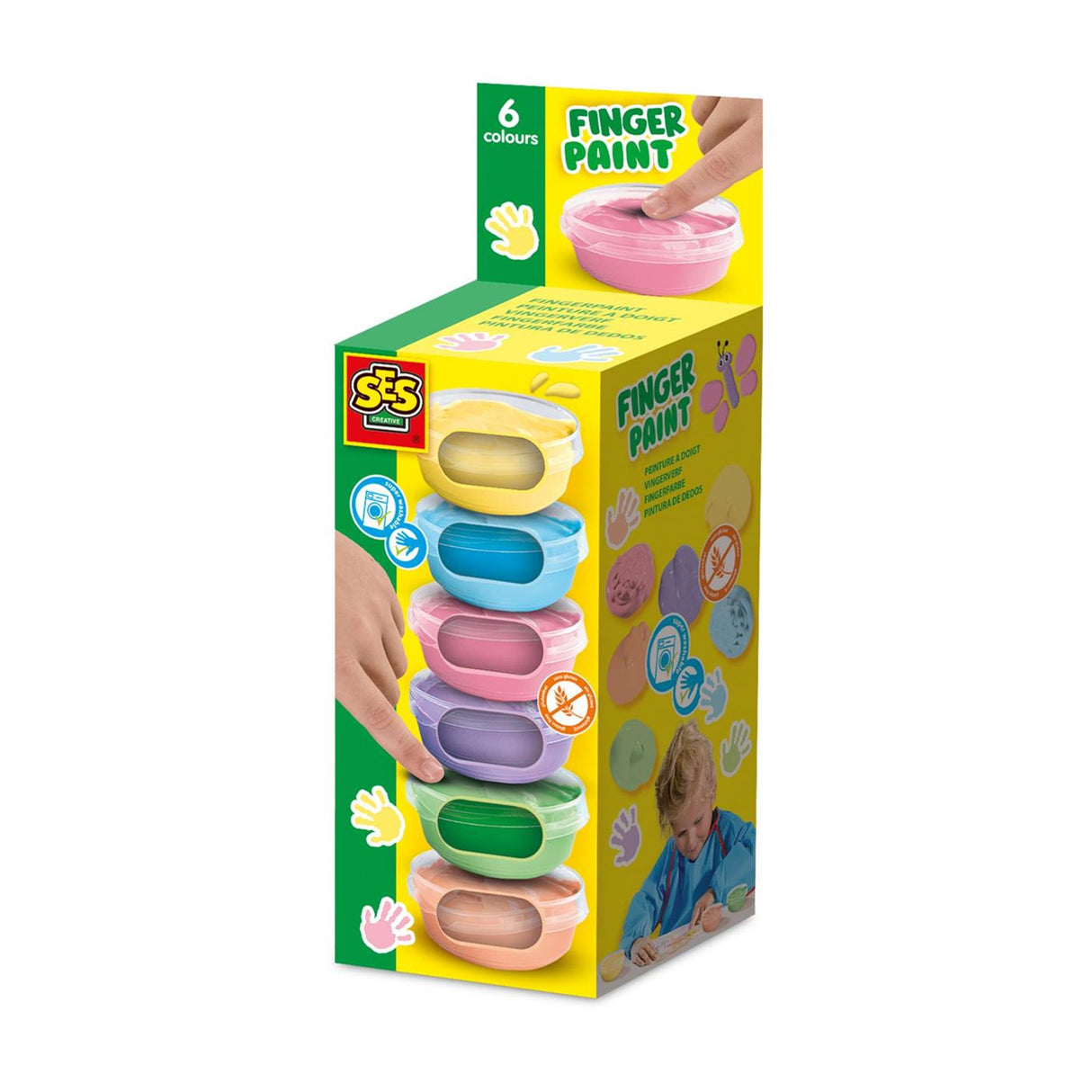 Ses vingerverf pastel 6 kleuren x 45 ml