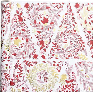 Creativ company inpakpapier, kerstbomen, b: 50 cm, 80 gr, goud, rood, wit, 3 m 1 rol