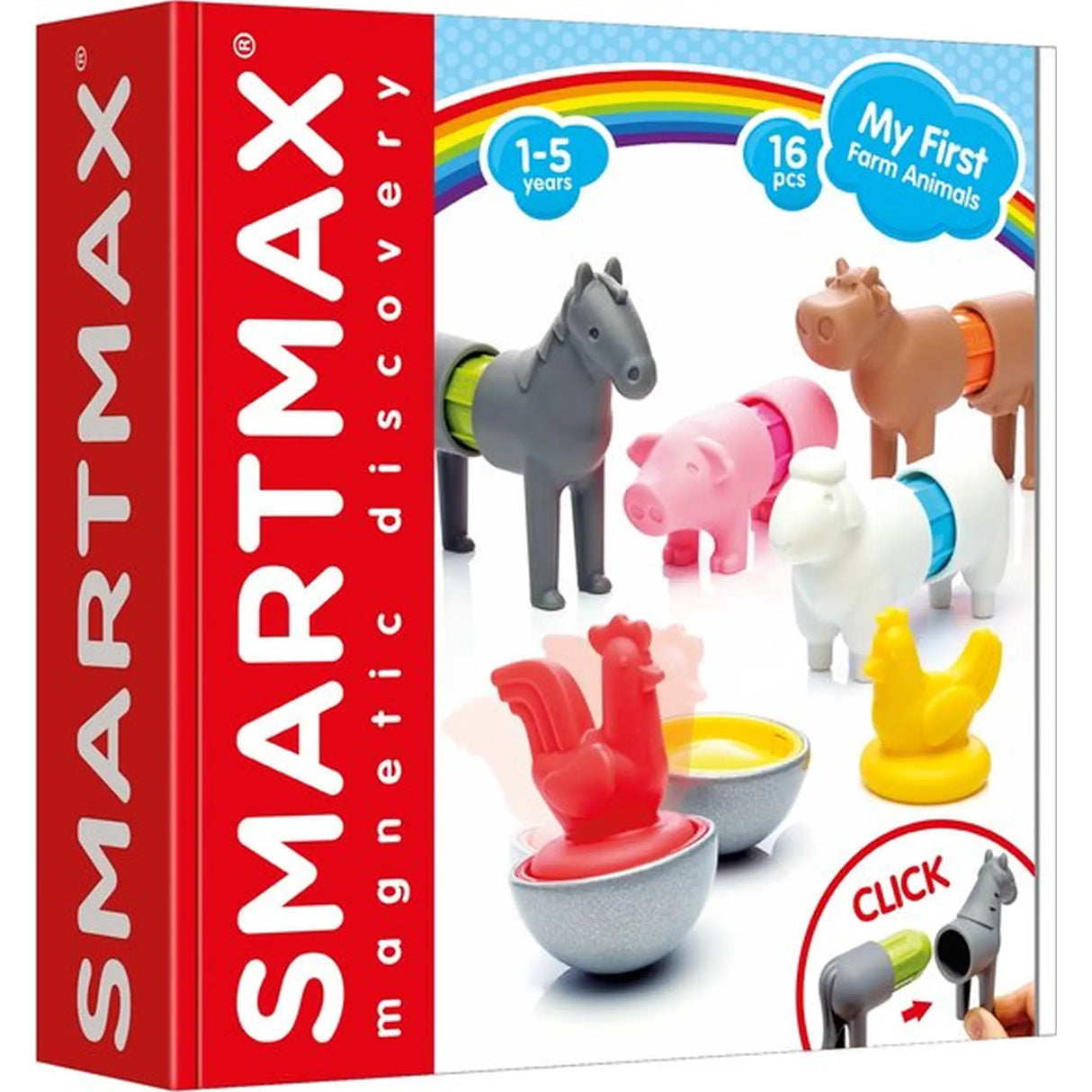 Smartmax my first farm animals - magnetische boerderijdieren - 16-delige bouwset met zachte elementen - educatief speelgoed voor peuters - vanaf 1 jaar