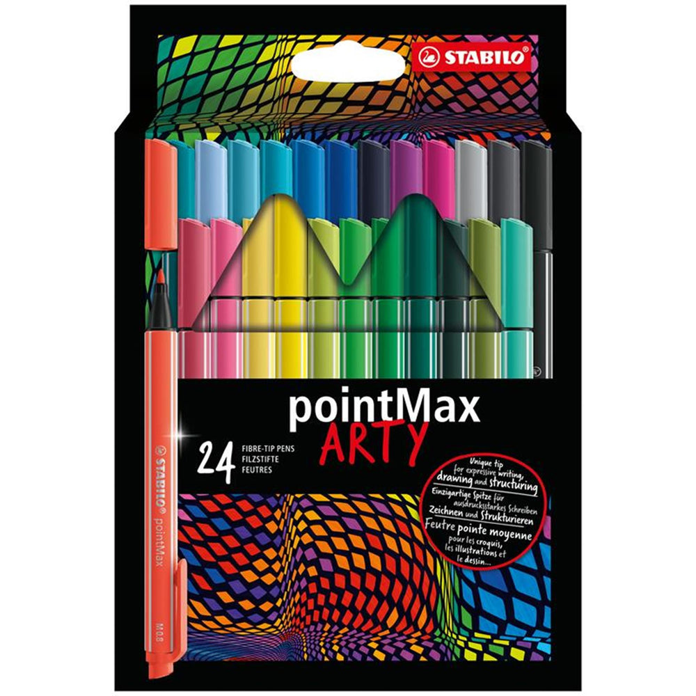 Stabilo pointmax - hardtip fineliner - large 0,8 mm - nylon punt - arty etui met 24 kleuren