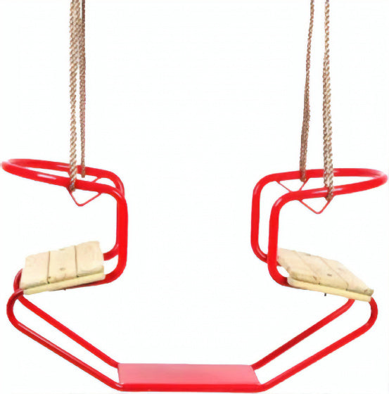SwingKing Duoschommel 92 x 44 x 53 cm Staal Hout Rood Naturel