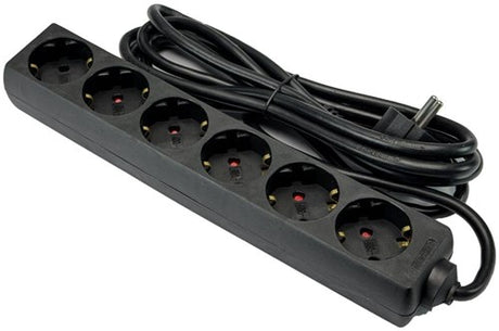 Enzo tcd ra 6-voudig 3m snoer zwart - 6672631