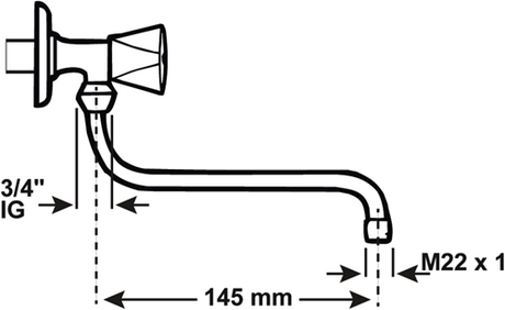 Cornat zwenkuitloop wandkraan s-vorm 150mm - tec351001