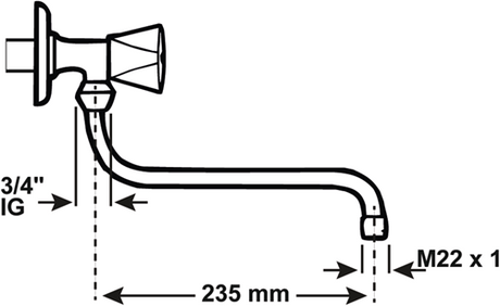 Cornat zwenkuitloop wandkraan s-vorm 250mm - tec3510021