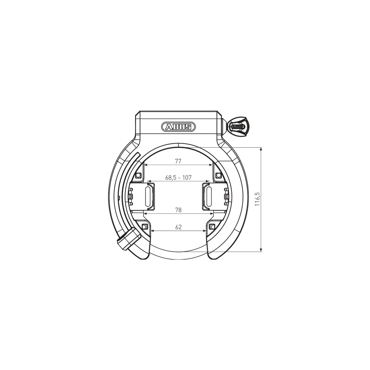 Abus Frame ringslot 6950M R XPlus. Security Level 9. Met grote wiel opening