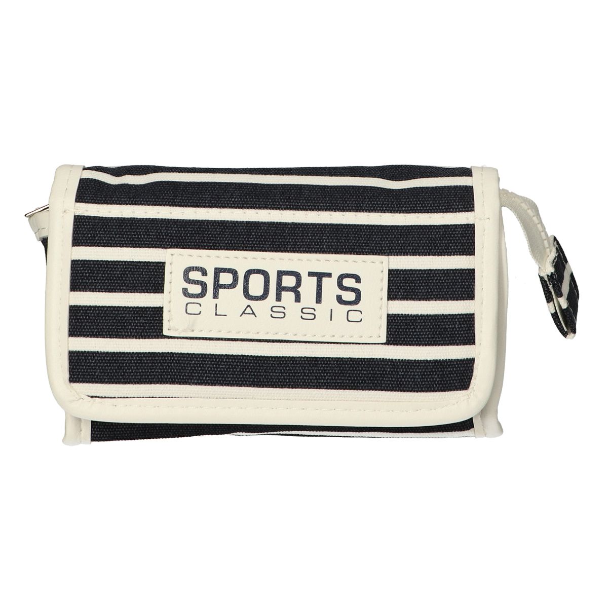 Traveller spiegeltas stripe blauw sports classic 16.5x11cm