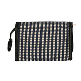 Traveller spiegeltas stripe blauw creme 16.5x11cm