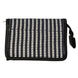 Traveller spiegeltas stripe blauw creme 16.5x11cm