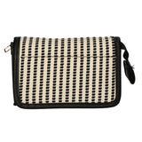 Traveller spiegeltas stripe zwart creme 16.5x11cm
