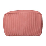 Traveller toilettas rib stof waterdicht roze 28x17cm
