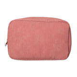 Traveller toilettas rib stof waterdicht roze 28x17cm
