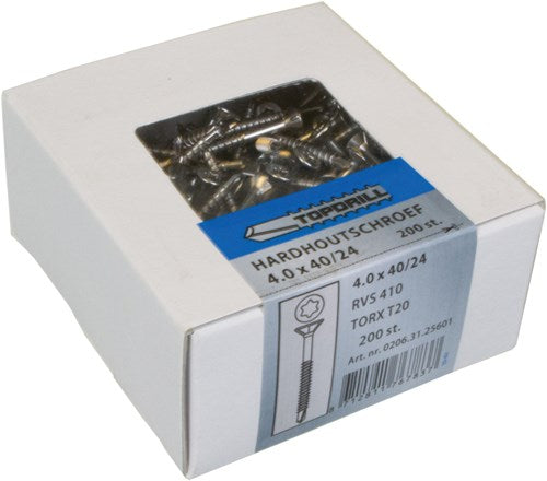 Topdrill spaanplaatschroef zelfborend rvs-410 pk torx tx25 4.5x40 24 | 200 stuks - 0206.31.33601