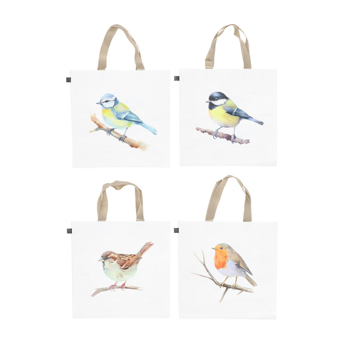 Esschert design boodschappentas aquarel vogel ass. 40x14,5x40cm pp