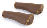 Velo Ergo Leather Handlebar Grips, 135 135mm, Dark Brown