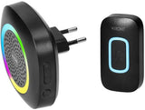 Enzo virone draadloze deurbel set 300m zwart plug-in +rgb - 8415501