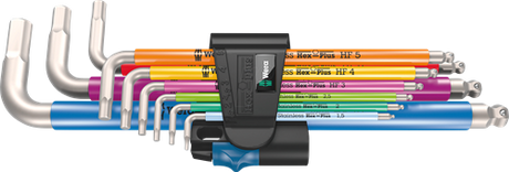 Wera 3950 9 hex-plus multicolour hf stainless 1 stiftsleutelset | metrisch | rvs | met vasthoudfunctie | 9-delig - 05022699001