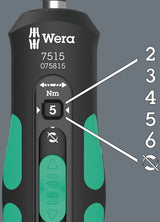 Wera 7515 kraftform safe-torque speed draaimomentschroevendraaier, 2-6 nm, 1 4 x 2,0 nm x 3,0 nm x 4,0 nm x 5,0 nm x 6,0 nm x 147.5 mm - 05075815001