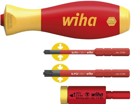 Wiha 41478 | momentset easytorque adapter electric | met slimvario® houder en slimbits sl pz | 4-delig - 41478