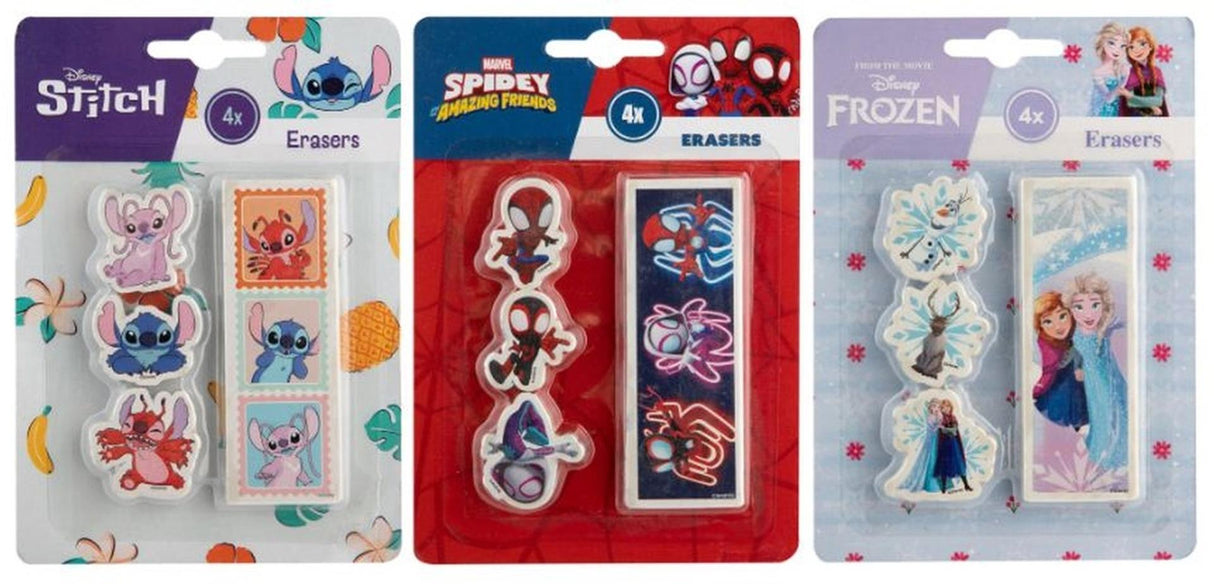 Frozen, stitch of spidey gummen 4 stuks op kaart 3 assorti