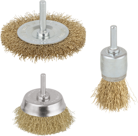 Wolfcraft - messingdraad borstelset boormachine - staalborstel - komborstel - 3 delig - 2739000