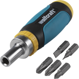 Wolfcraft - mini multi bit schroevendraaier met ratelfunctie - 1237000