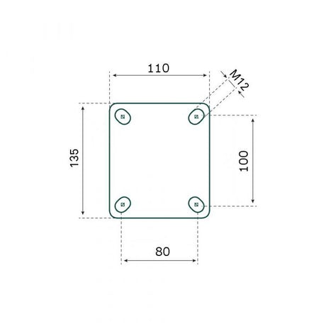 Zwenkwiel met rem 150 mm zwaarlast 600 kg.