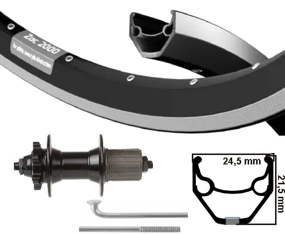 Kgs Achterwiel 28 inch (622) zac421 zw zil disk 8-10 sp 6 bout uitval