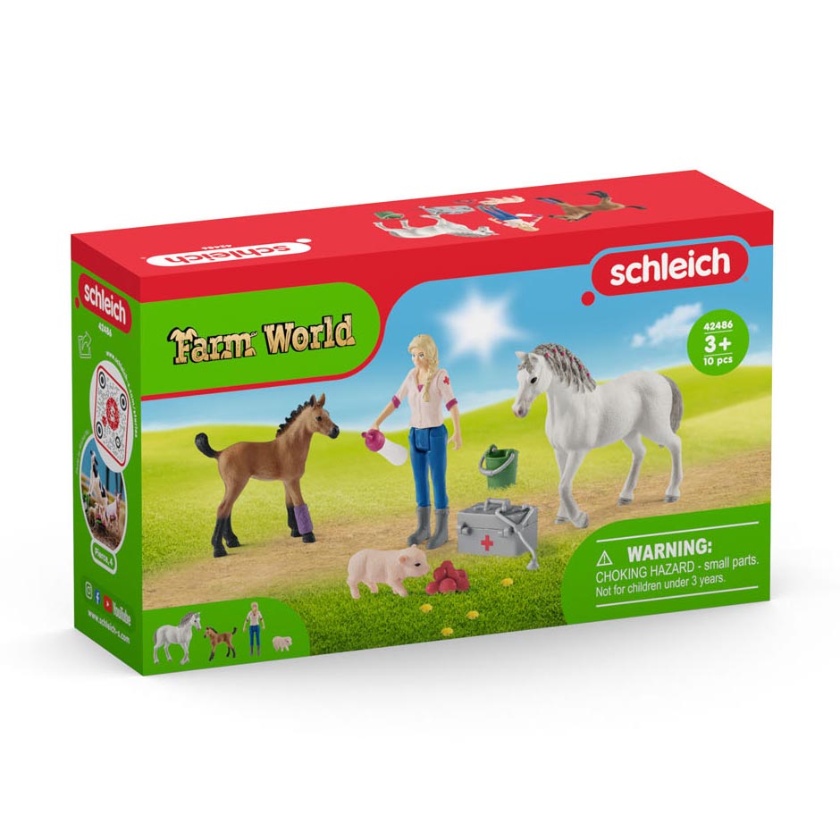 Schleich FARM WORLD Dierenarts op Bezoek bij Merrie en Veulen 42486