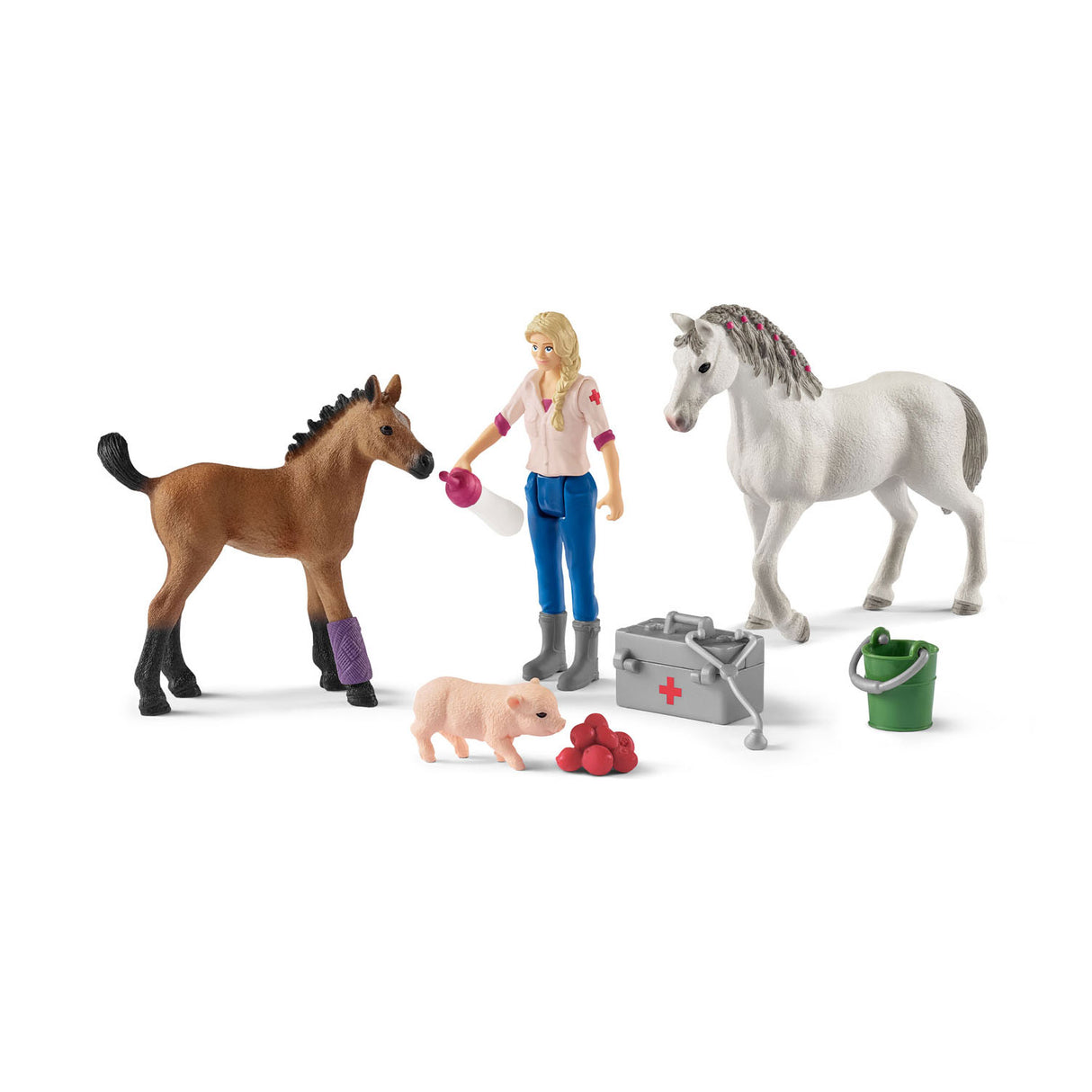 Schleich FARM WORLD Dierenarts op Bezoek bij Merrie en Veulen 42486