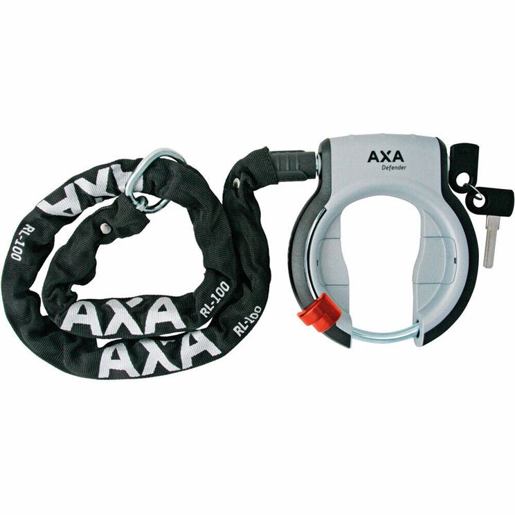 Axa ringslot defender zwart zilver + ketting rlc100