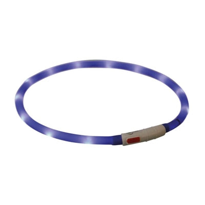 Trixie Halsband usb siliconen lichtgevend oplaadbaar royal blauw