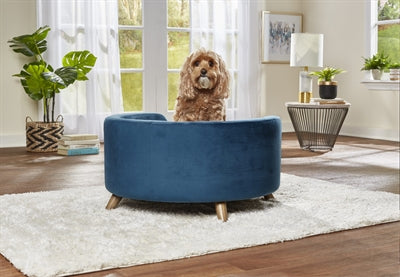 Enchanted pet Enchanted hondenmand sofa rosie peacock blauw