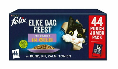 Felix Pouch elke dag feest in gelei mix box tonijn zalm rund kip