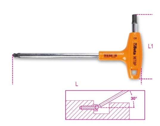 Beta Stiftsleutel 96tbp met kogelkop en handgreep 8.0mm