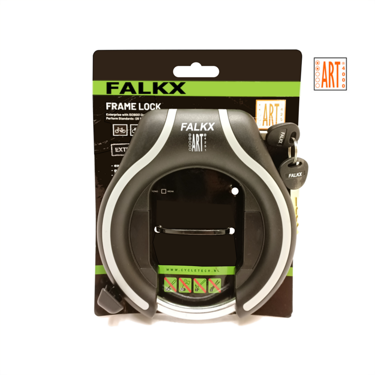 Falkx FALKX Securitas ringlsot, zwart grijs, ART**, gat voor insteekketting