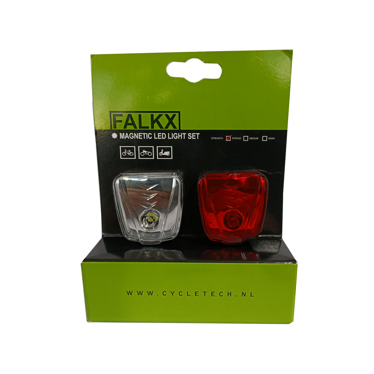 FALKX magneet verlicthing. Set voor en achter. 0.5W led (hangverpakking)