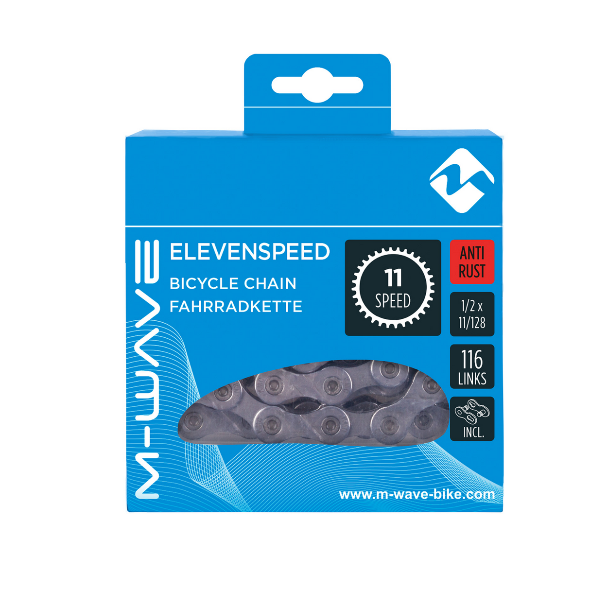 M-Wave Ketting 11-speed, 1 2x11 128 116L zilver anti-roest (hangverpakking)