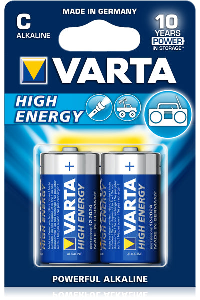 Varta c lr14 engelse staaf alkaline per 2 stuks op kaart