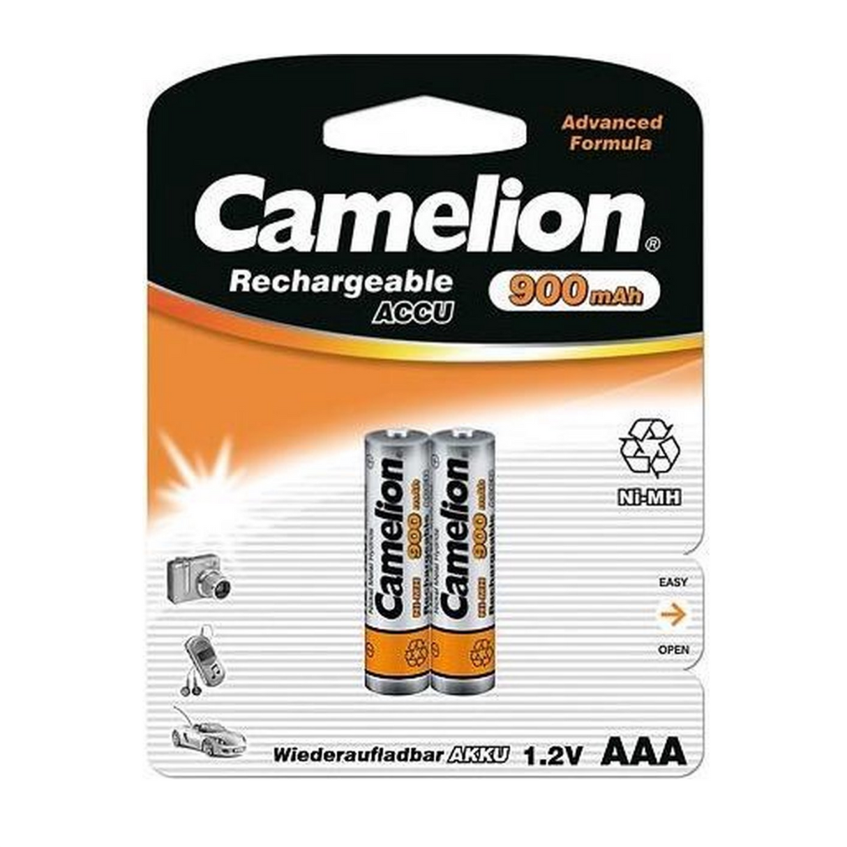 Camelion Oplaadbare AAA batterijen, NimH 900maH per 2