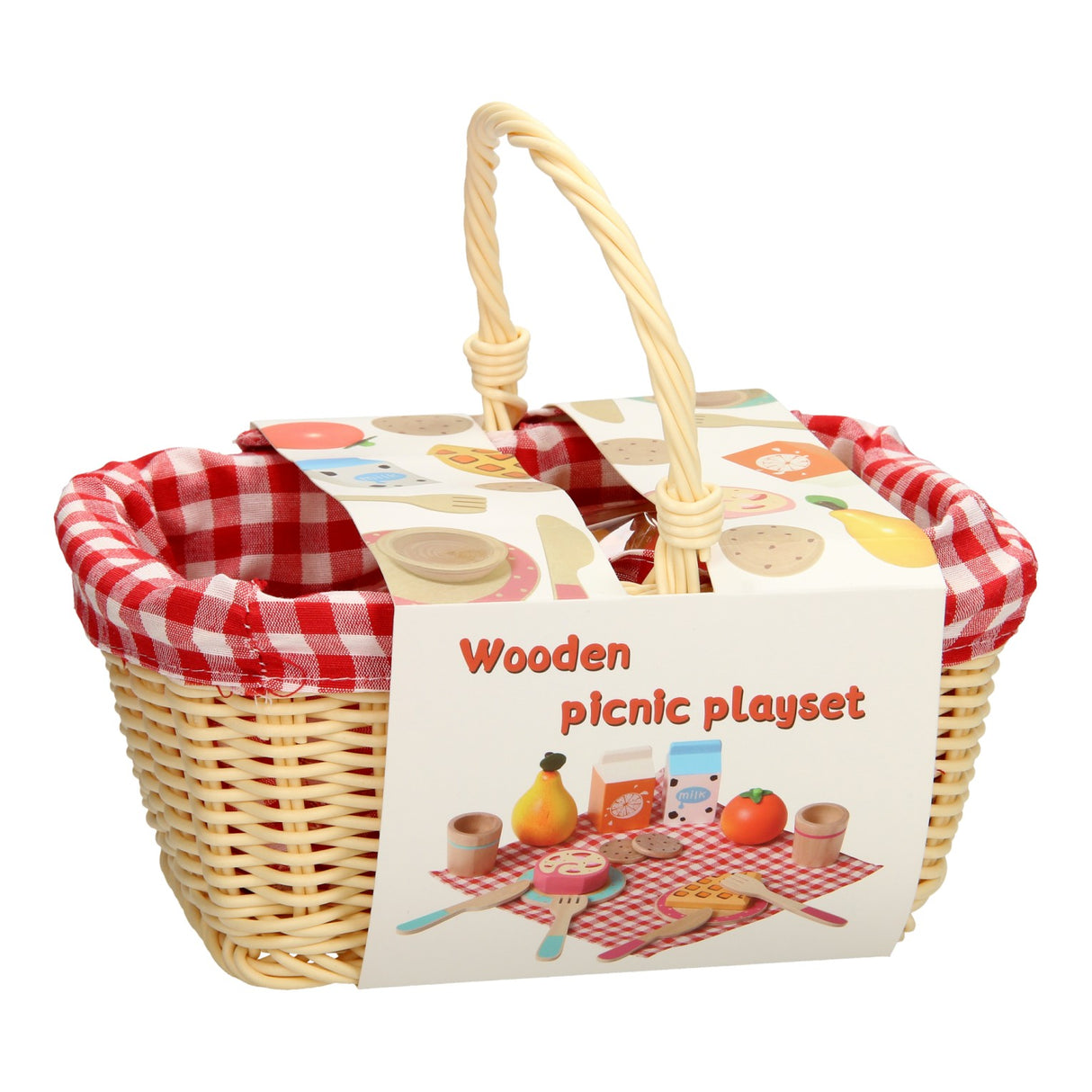 Pic Houten Picknickset in Draagmand