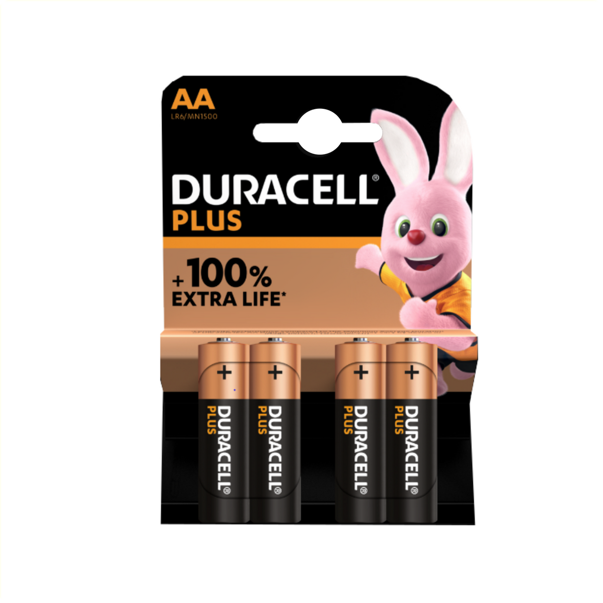 Duracell Plus AA batterijen Alkaline, 4 stuks (hangverpakking)