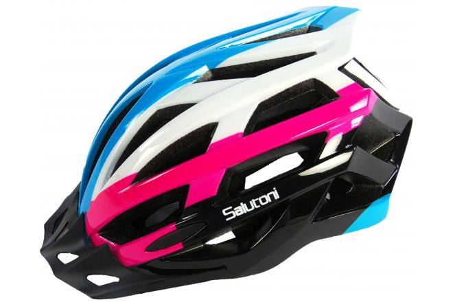 Salutoni Dames Fietshelm Blauww Wit Roze 58-61 cm