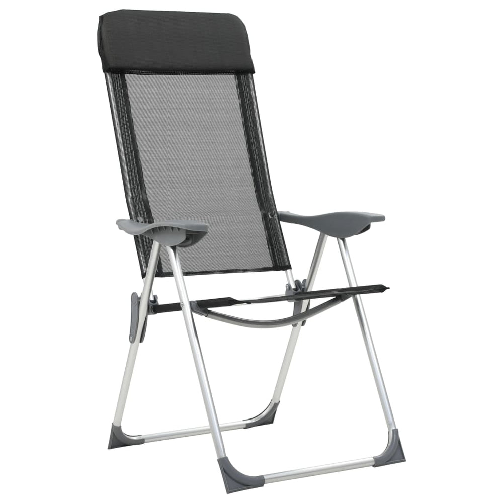 VidaXL Campingstoelen inklapbaar aluminium zwart 2 st