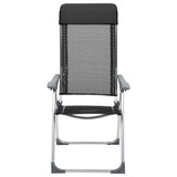 VidaXL Campingstoelen inklapbaar aluminium zwart 2 st