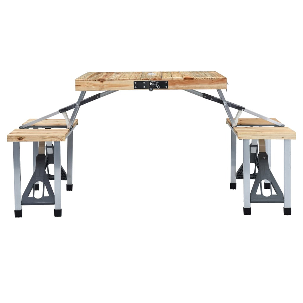VidaXL Campingtafel inklapbaar met 4 zitjes staal en aluminium