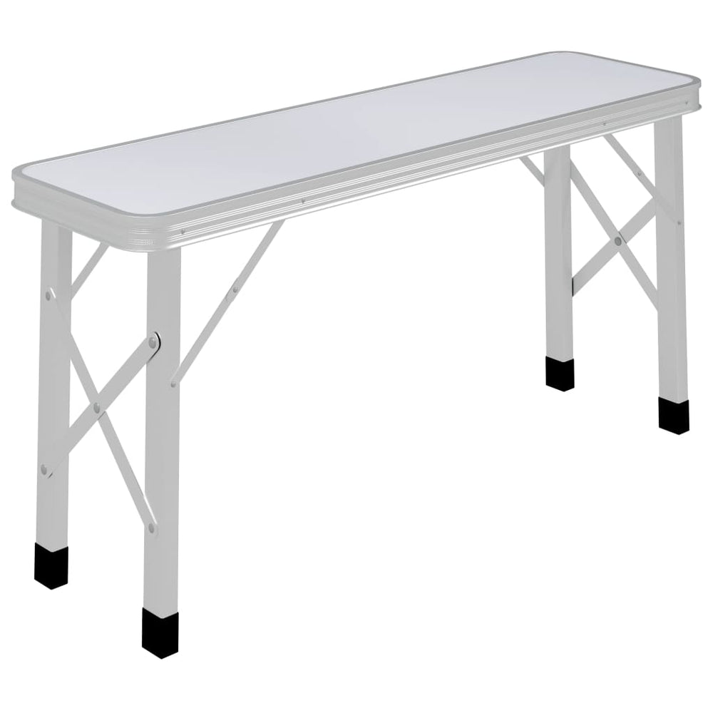 VidaXL Campingtafel inklapbaar met 2 banken aluminium wit