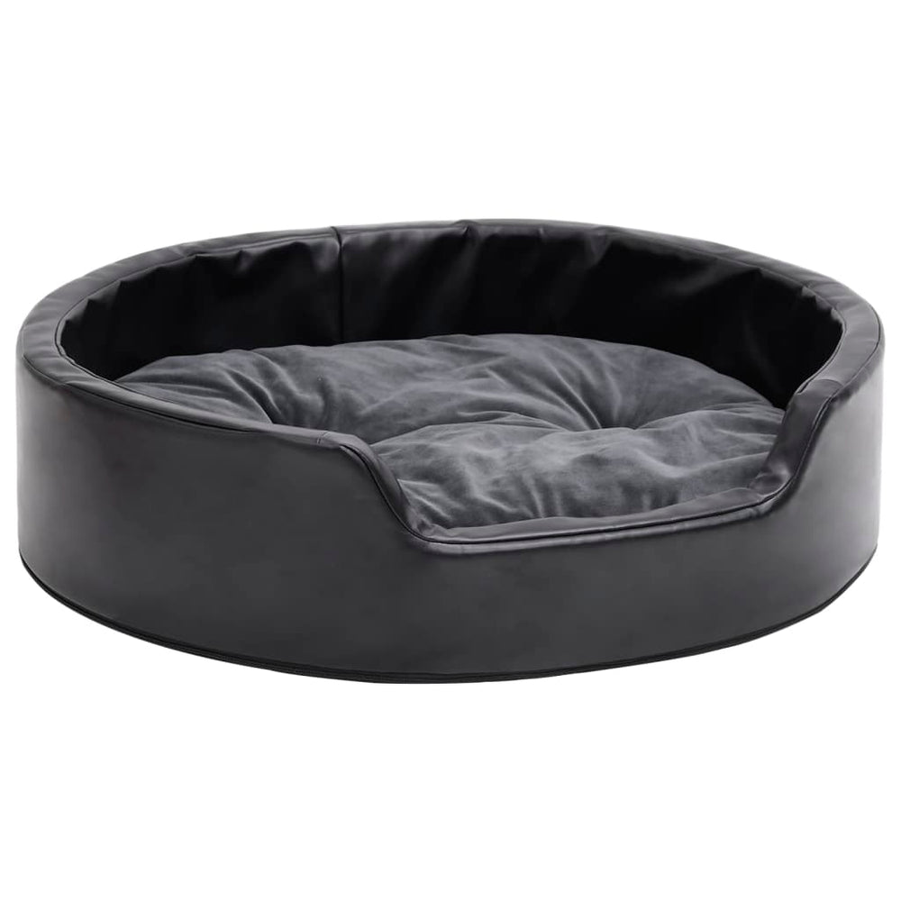 VidaXL Hondenmand 69x59x19 cm pluche en kunstleer zwart en donkergrijs